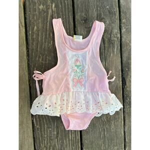 one piece swimsuit 1980s eyelet lace 12mo